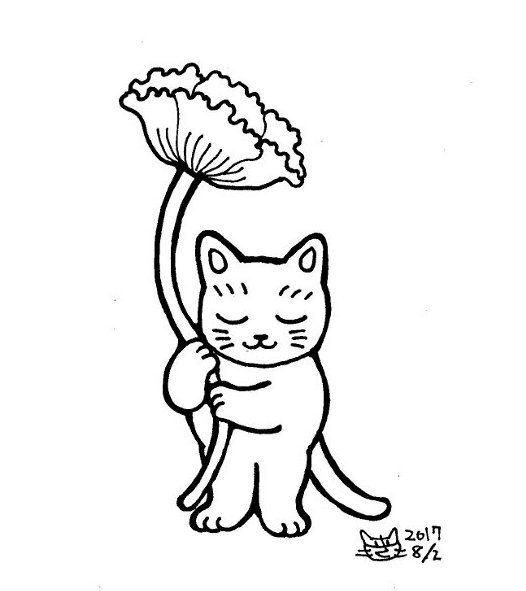 花を持つ猫