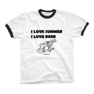 I LOVE SUMMER, I LOVE BEER リンガーTシャツ