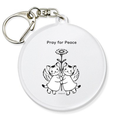 Pray for Peace おにぎり猫のものがたり祈り キーホルダー